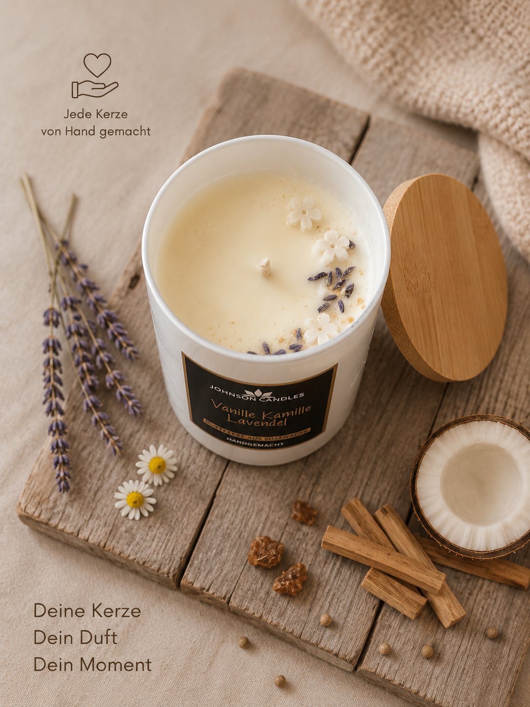 Sojakerze Vanille Kamille Lavendel