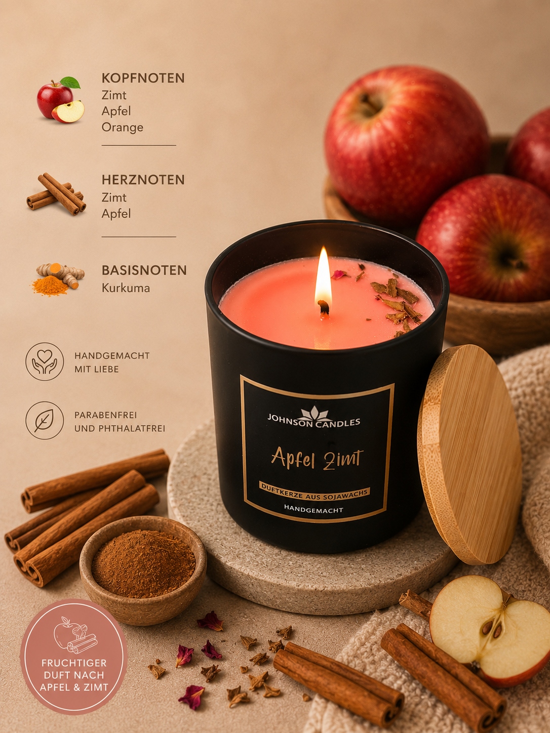 Sojakerze Apfel Zimt