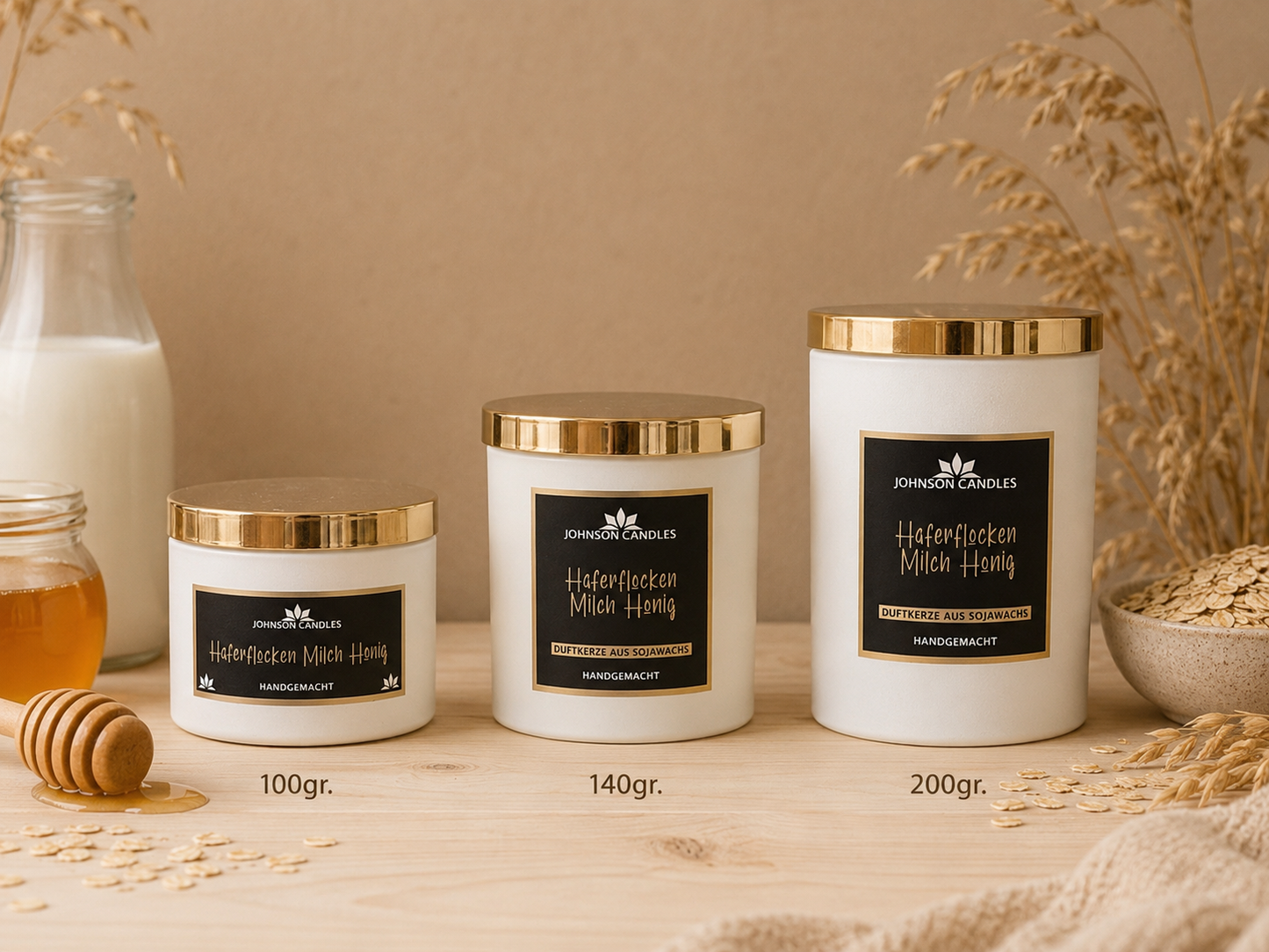 Sojakerze Haferflocken Milch Honig